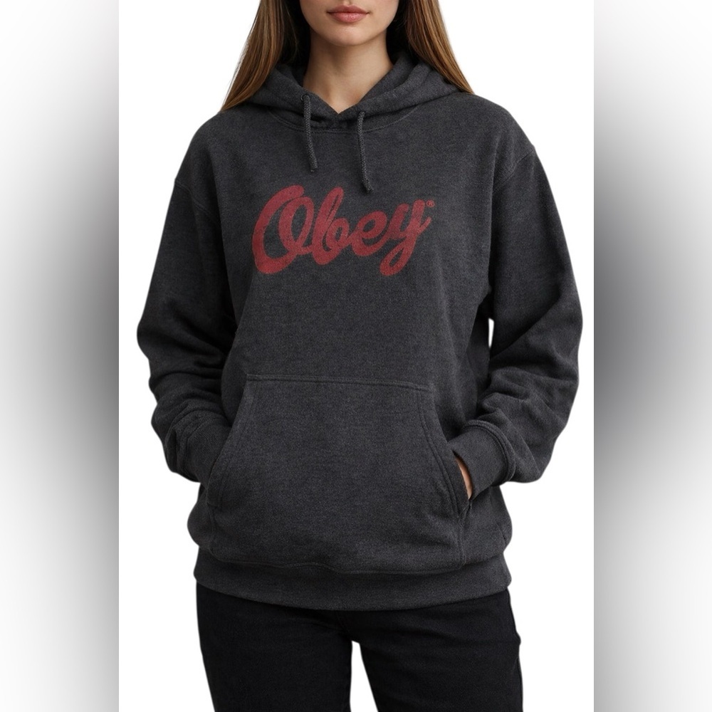 Obey Graphic Pullover Hoodie Streetwear Skate Y2K Grunge Size Large